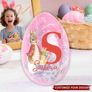 Personalized Cute Rabbit Bunny Initial Fillable Jumbo Easter Egg