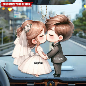 Couple Wedding Kissing - Personalized Car Ornament