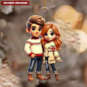 Pretty Couple - Personalized Acrylic Christmas Ornament, Gift For Couple