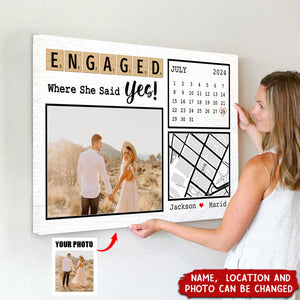 Personalized Anniversary Couple Gift Where She Said Yes Poster