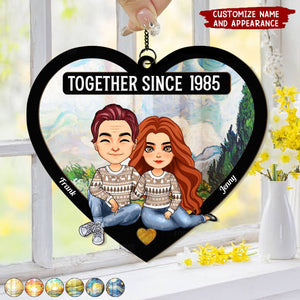 Couple Heart Together Since - Personalized Window Hanging Suncatcher Ornament