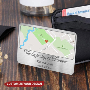 Location Map You Are The Map To My Heart Couple Personalized Map Stainless Steel Wallet Card