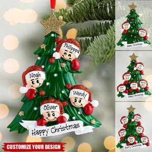 Family Christmas Tree Personalized Handwritten Resin Christmas Ornament