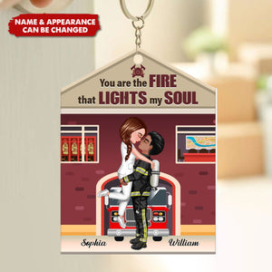 You're The Fire That Lights My Soul - Personalized Couple Keychain