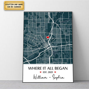 Personalized Where It All Began - Couple Gift, Anniversary Poster, Gift for Her, Him