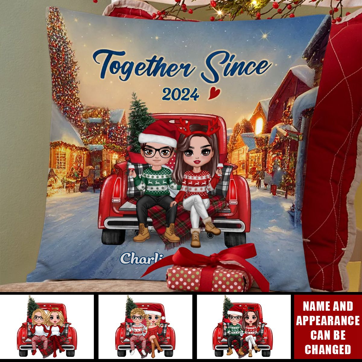 Couple On Christmas Truck Together Personalized Pillow