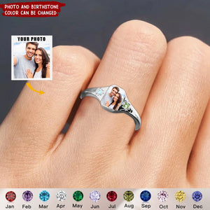 Personalized Photo Birthstone Custom Ring