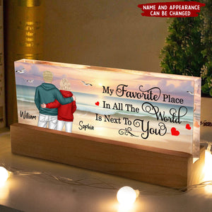 My Favorite Place Couple Beach Landscape Personalized LED Night Light, Gift For Her, Gift For Him