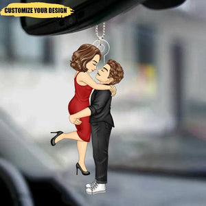 Couple Kissing - Anniversary Gift For Couples - Personalized Acrylic Car Ornament