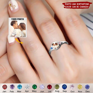 Personalized Photo Birthstone Custom Ring