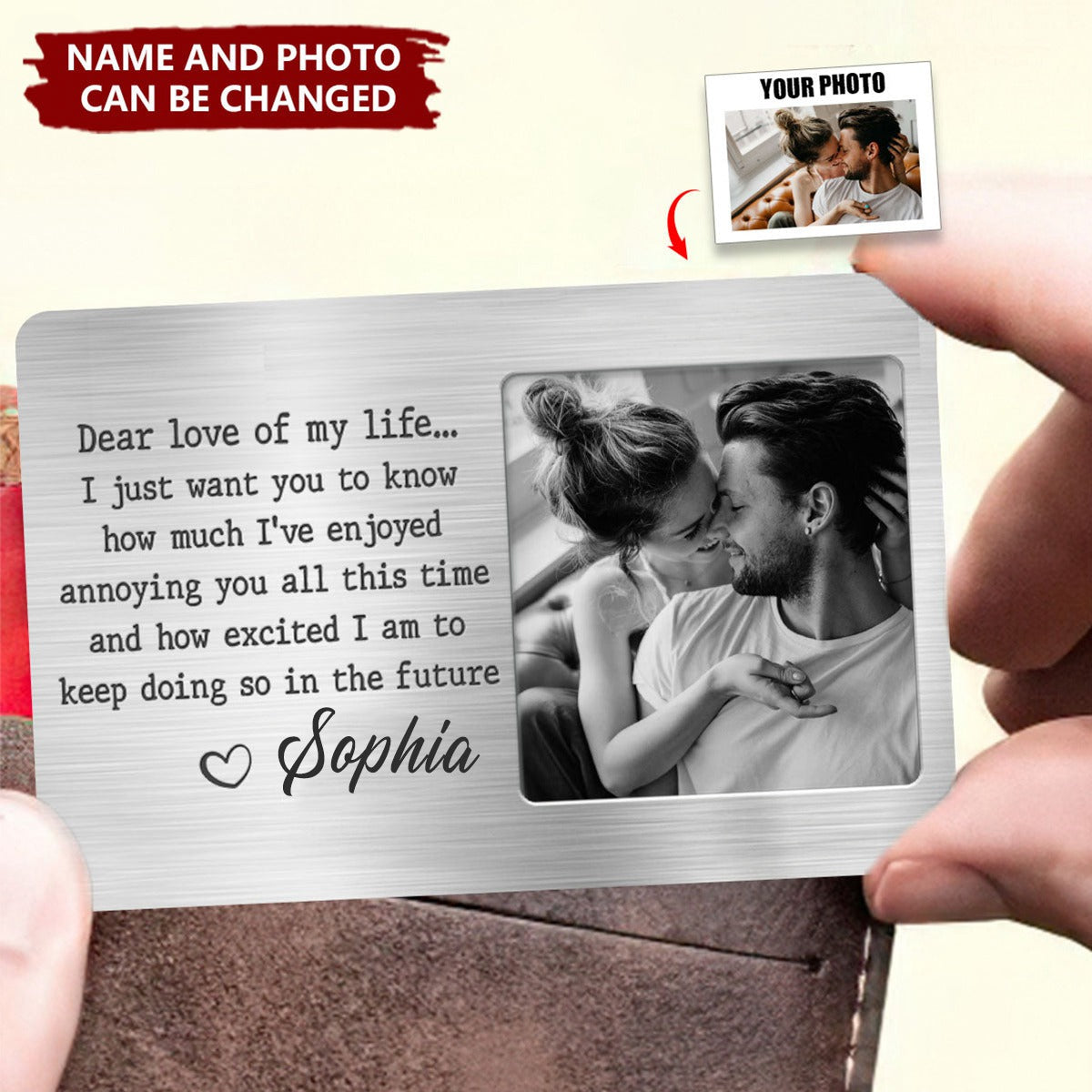 Custom Photo Dear Love Of My Life - Couple Personalized Stainless Steel Wallet Card