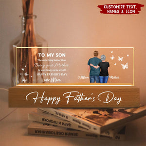 Watching You Be A Dad - Personalized Acrylic Block LED Night Light