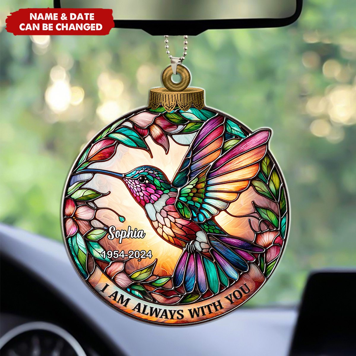 Memorial Hummingbird Personalized Car Acrylic Ornament