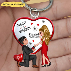 Keepsake Proposal Memory Engagement Couple Personalized Acrylic Keychain