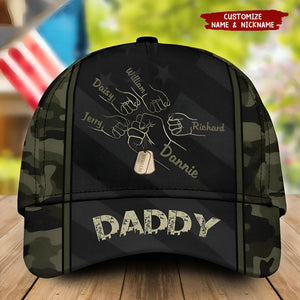 Grandpa Papa Daddy Veteran Bump Together Fathers Day Personalized Cap