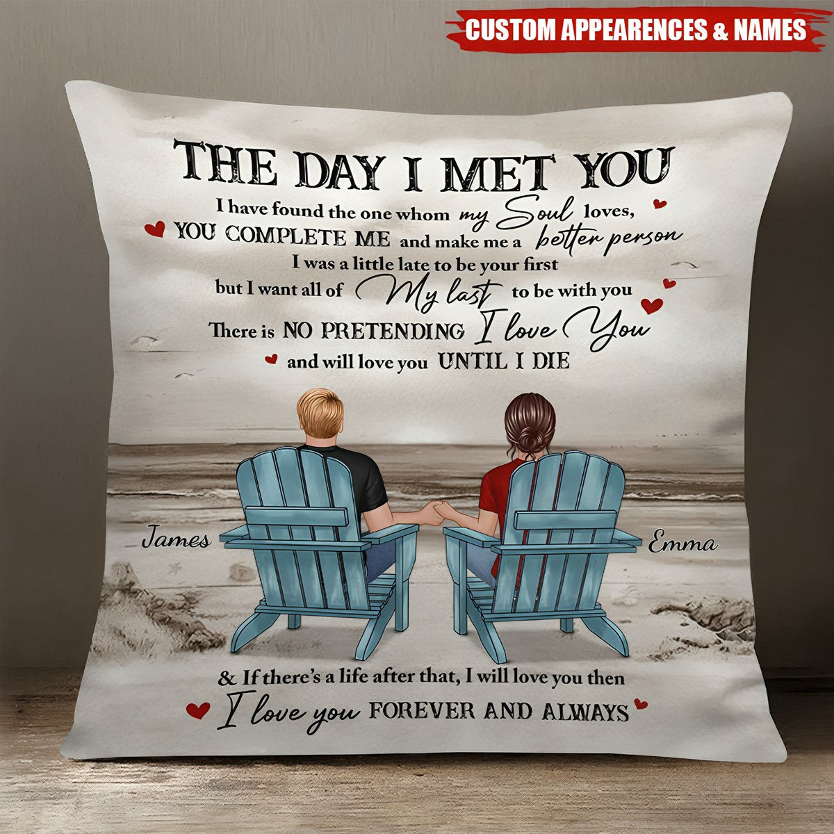 Personalized Gift For Couple Beach Retro Vintage Pillow