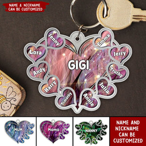 Grandma Mom Title Lovely Hearts Personalized Acrylic Keychain