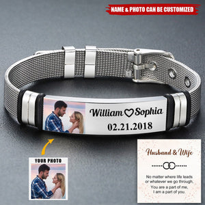 Couple Custom Photo Engraved Stainless Steel Personlized Bracelet