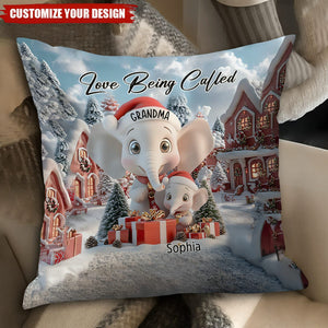 Love Being A Grandma Elephant - Personalized Grandma Throw Pillow