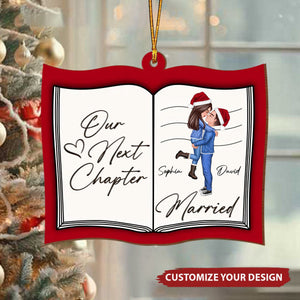 Our Next Chapter Married Storybook Couple Personalized Wooden Ornament