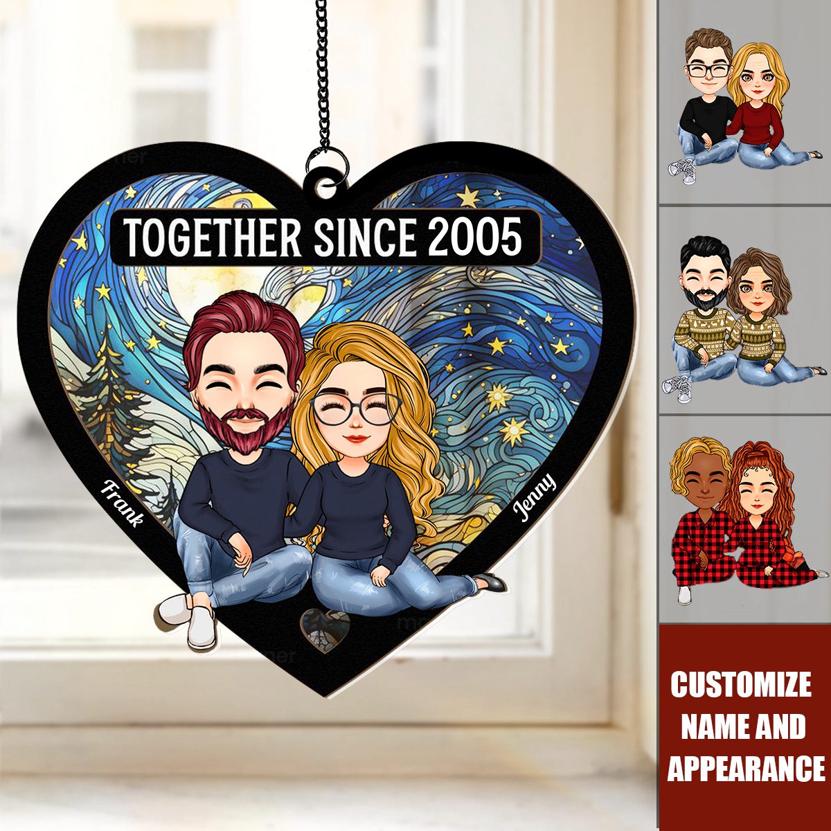 Couple Heart Together Since - Personalized Window Hanging Suncatcher Ornament