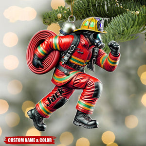 Firefighter Hero Personalized Acrylic Ornament, Christmas Gift For Firefighter