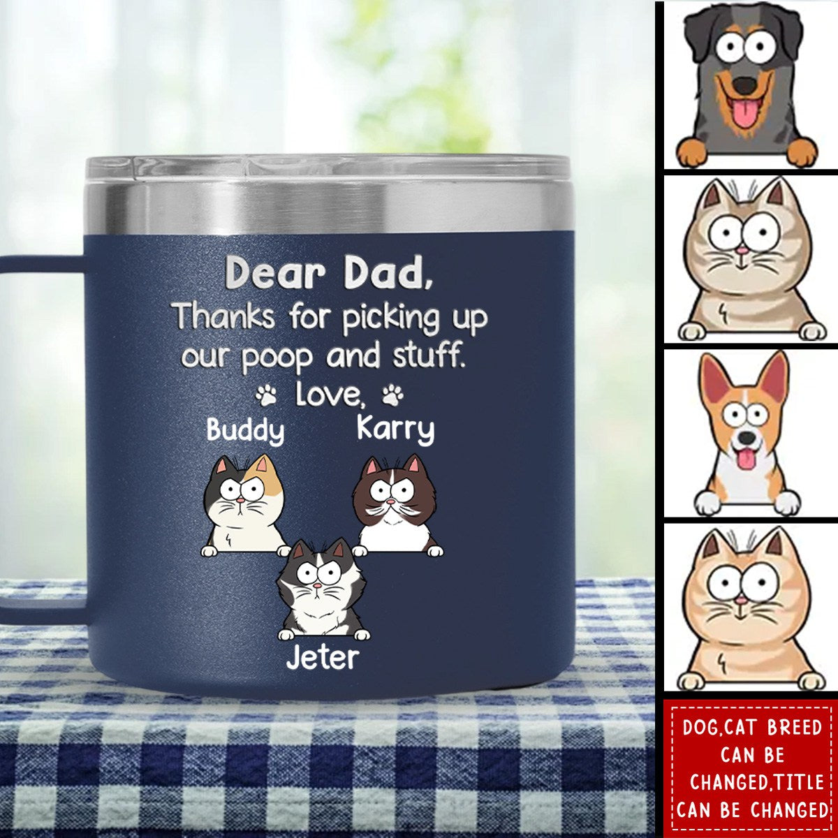 Thanks For Being My Human Servant - Dog Personalized Custom 14oz Stainless Steel Tumbler With Handle - Gift For Pet Owners, Pet Lovers