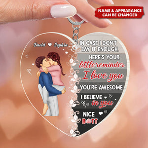 I Love You, You're Awesome - Personalized Kissing Couple Keychain, Valentine's Gifts