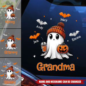 Personalized Gift For Grandma Fall Season Halloween Grandma Car Decal