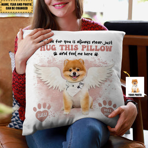 Custom Photo Dog Cat Memorial When You Miss Me Hug This Pillow - Personalized Pillow