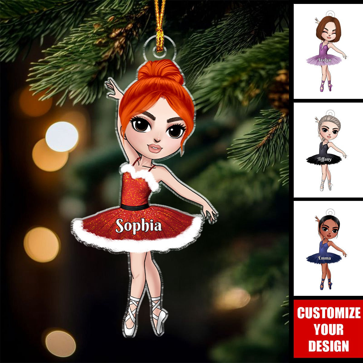 Ballet Girl - Personalized Acrylic Christmas Ornament, Gift For Ballerina