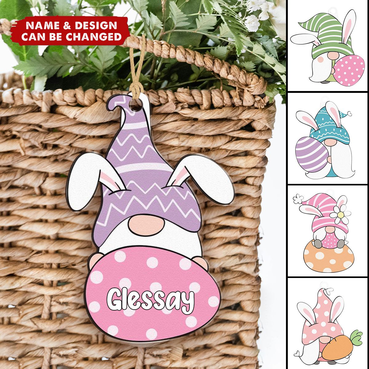 Cute Rabbit Custom Namer Gift For Kid - Personalized Easter Basket Ornament