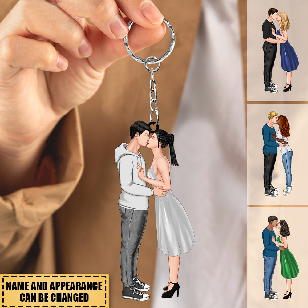 Valentine Sweet Couple Kissing, From Our First Kiss Till Our Last Breath Personalized Keychain