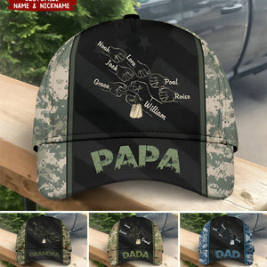 Grandpa Papa Daddy Veteran Bump Together Fathers Day Personalized Cap