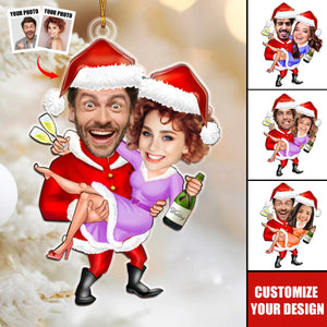 Custom Photo Funny Christmas Couple Personalized Acrylic Ornament