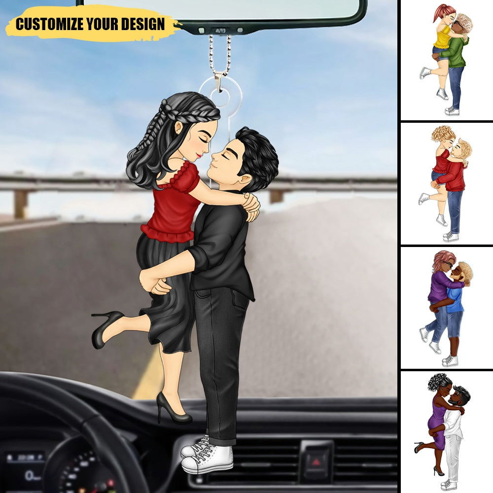 Couple Kissing - Anniversary Gift For Couples - Personalized Acrylic Car Ornament