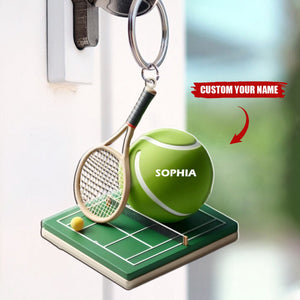 Personalized Tennis Court Keychain, Sport Lover Gift