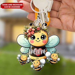 Fills Lives With Sweetness – Personalized Bees Keychain, Gift For Mom, Grandma, Family Members