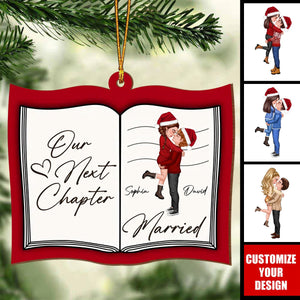 Our Next Chapter Married Storybook Couple Personalized Wooden Ornament