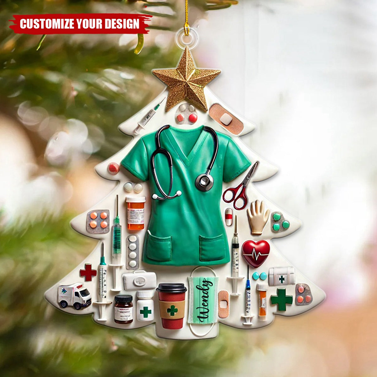 Shineful Nurselife - Personalized Acrylic Christmas Ornament