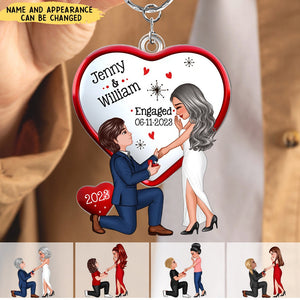 Keepsake Proposal Memory Engagement Couple Personalized Acrylic Keychain