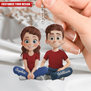 Love Is Our Heartbeat - Couple Personalized Acrylic Keychain