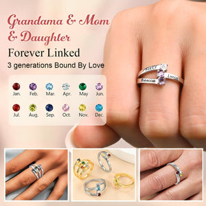 Elegant Adjustable Personalized Birthstone Ring