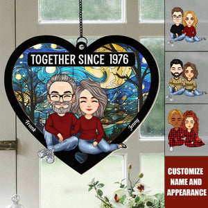 Couple Heart Together Since - Personalized Window Hanging Suncatcher Ornament