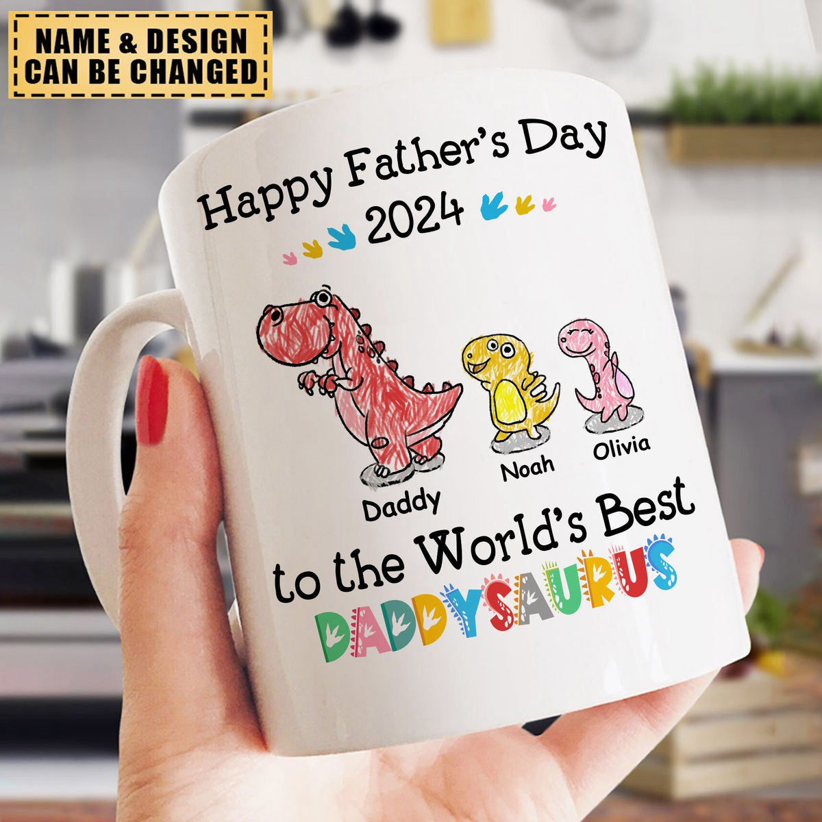 Father's Day Gift - Happy Father's Day to the world's Best Dadasaurus 2024 - Personalized Mug