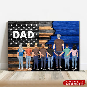 Dad Grandpa Papa Walking With Kids Half Nation Flag Personalized Horizontal Poster, Father's Day Gift For Dad, For Grandpa, For Husband