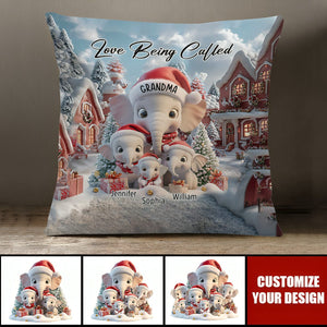 Love Being A Grandma Elephant - Personalized Grandma Throw Pillow