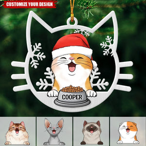 Cute Cat On Christmas Day - Cat Personalized Ornament