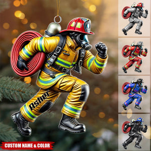 Firefighter Hero Personalized Acrylic Ornament, Christmas Gift For Firefighter