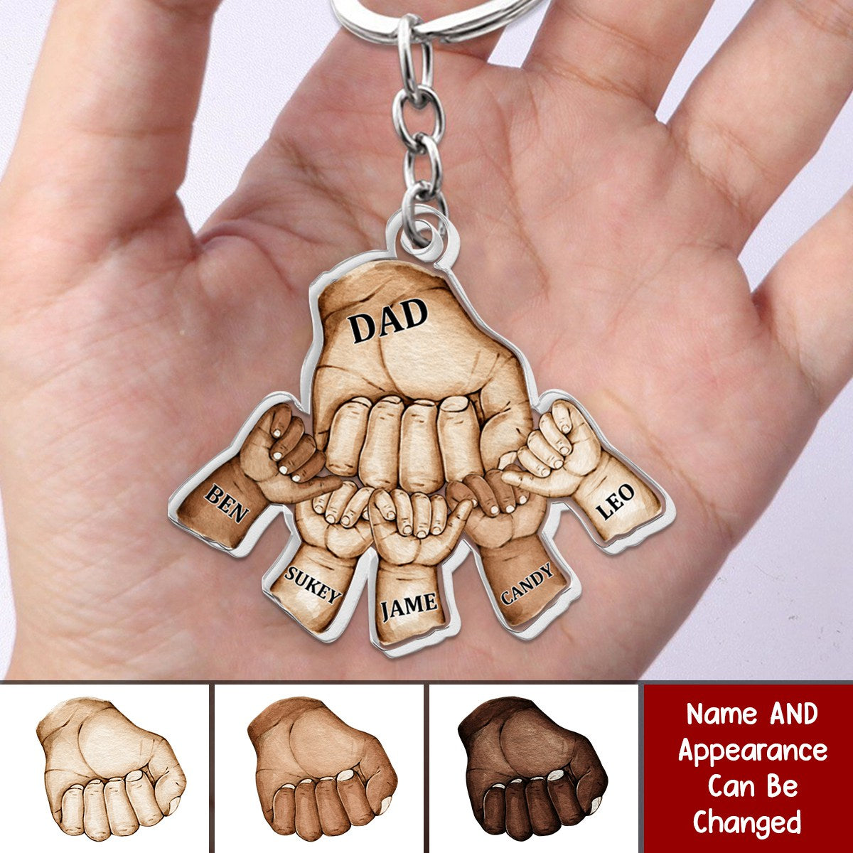 Dad Hand Bumps - Personalized Acrylic Keychain